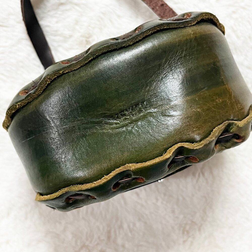 Made in Mexico Green Leather Floral Colorful Tooled Mini Crossbody Bag - Picture 8 of 15